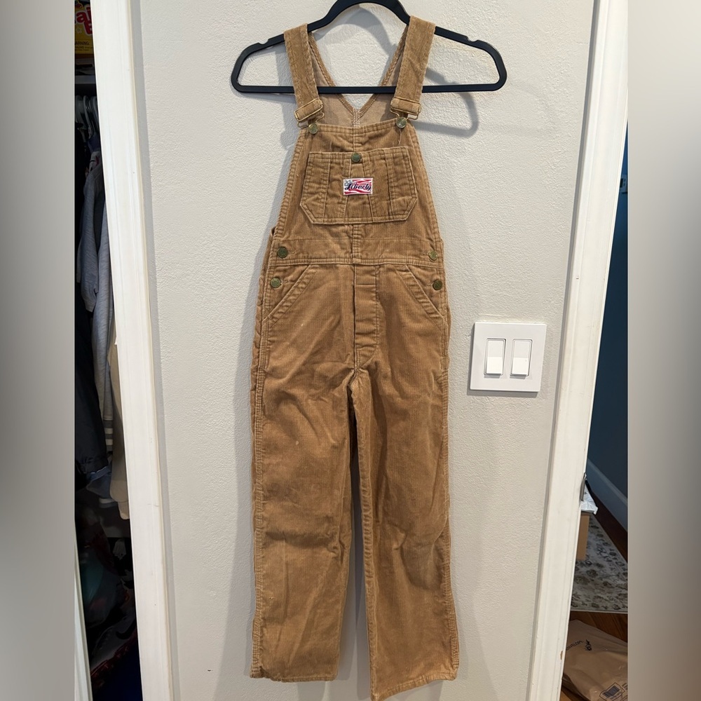Vintage 1970’s/80’s Liberty Brown Corduroy Kids Overalls Size 8 Made in USA - Picture 1 of 11